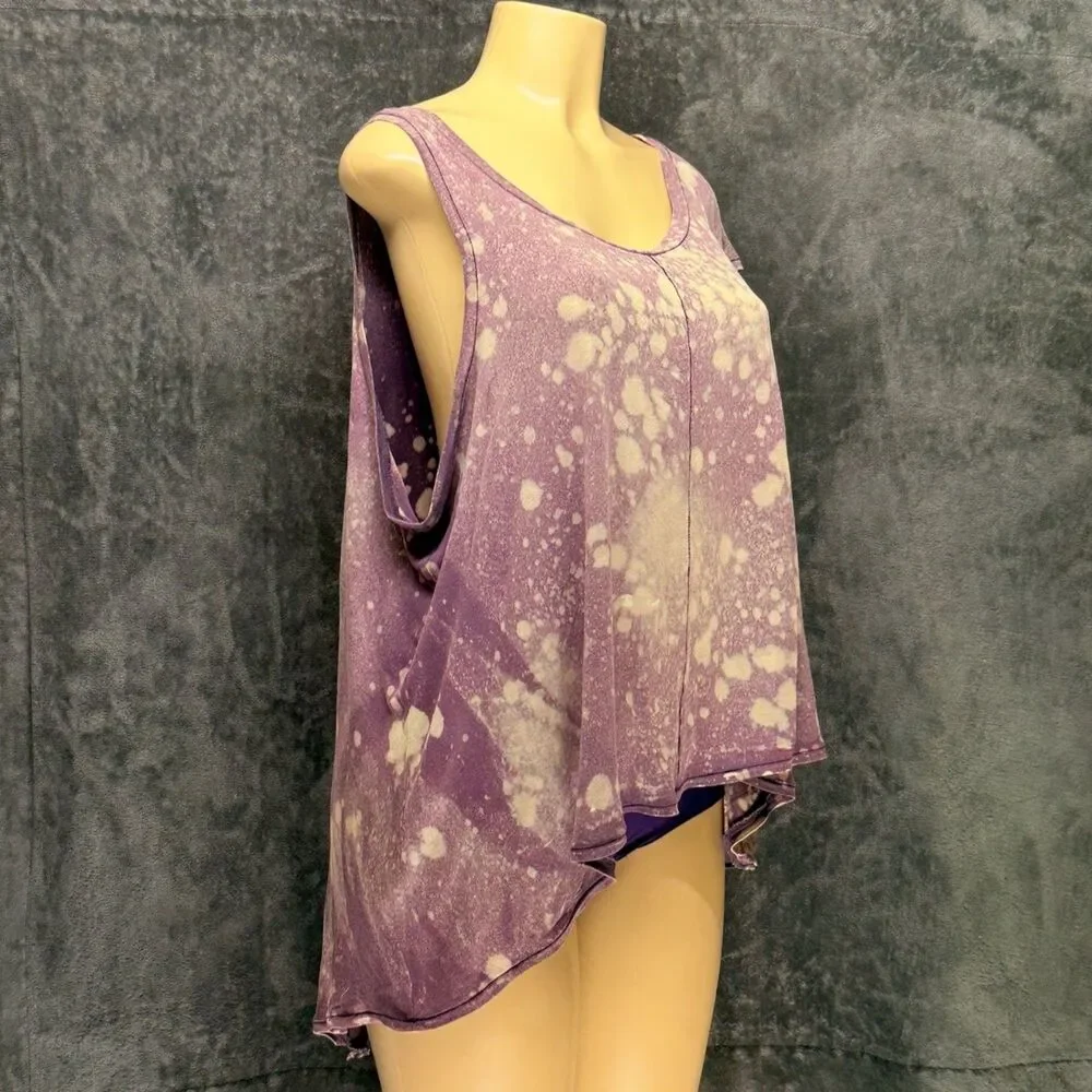 Vintage Free People Purple Specialty Dye Asymmetrical Tunic Top L
